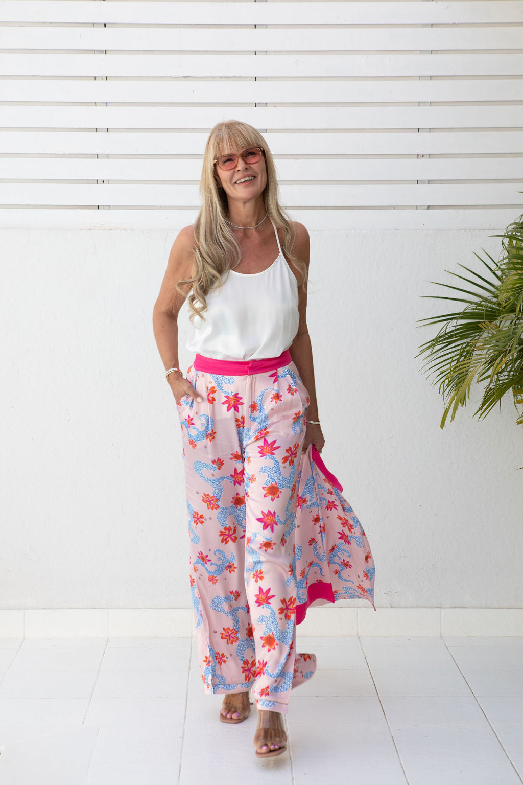 Palazzo Trousers - Pink Print