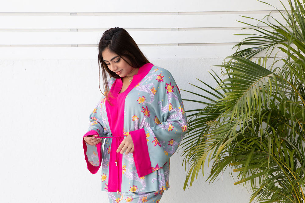 Kimono Jacket - Green Print