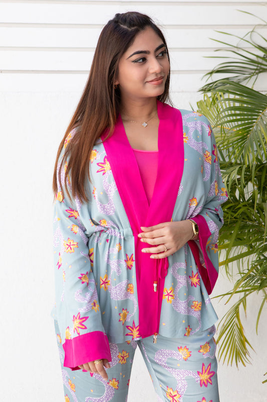 Kimono Jacket - Green Print