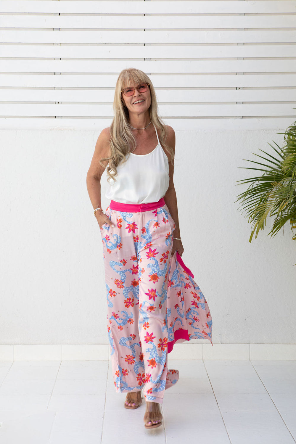 Palazzo Trousers - Pink Print